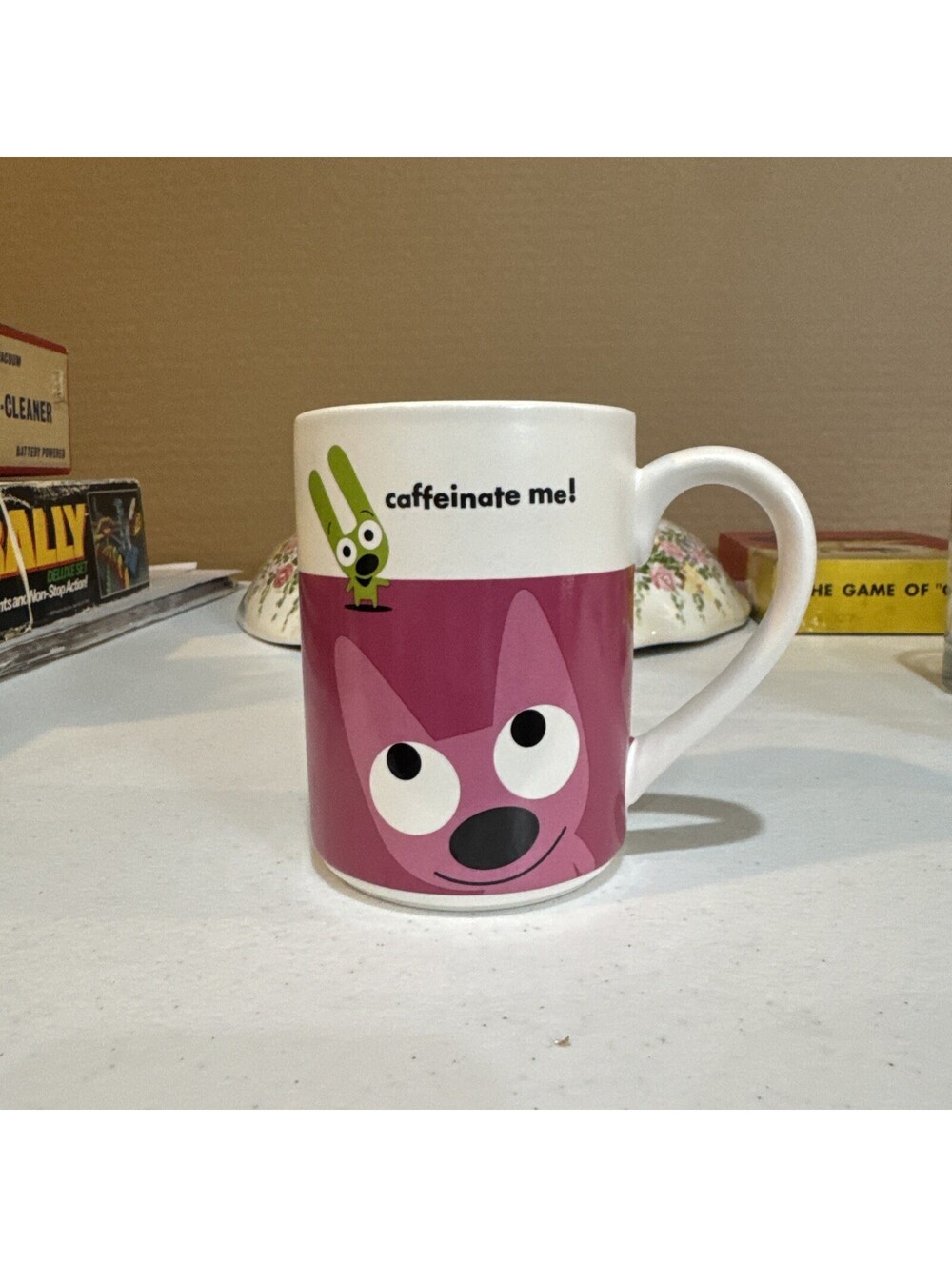 Hallmark Hoops & Yoyo Caffeinate Me Coffee Mug Ceramic Funny Cartoon never used